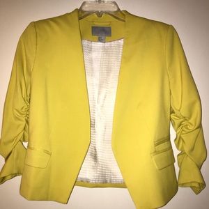 Neon yellow open front blazer